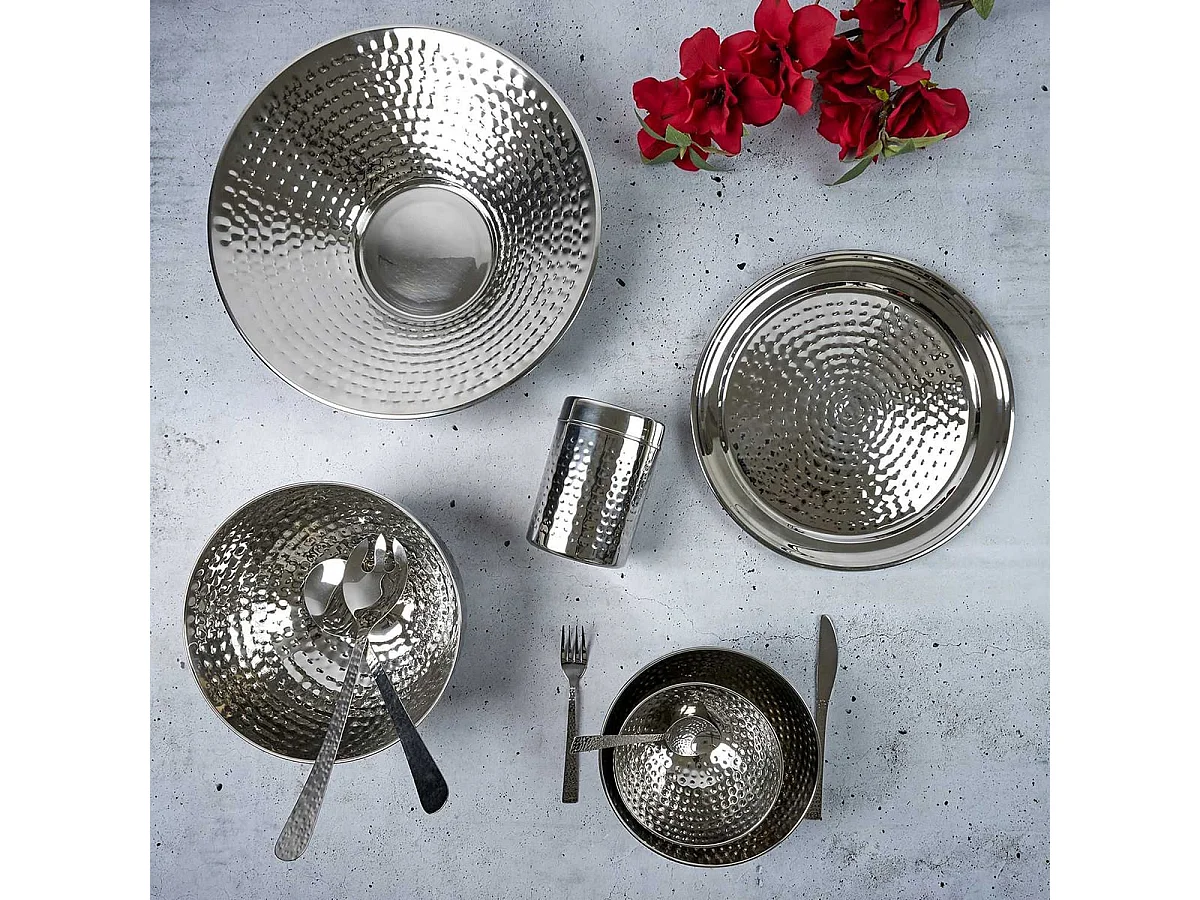 Ménagère 16 Pièces Inox Manche Effet Martelé - MILA