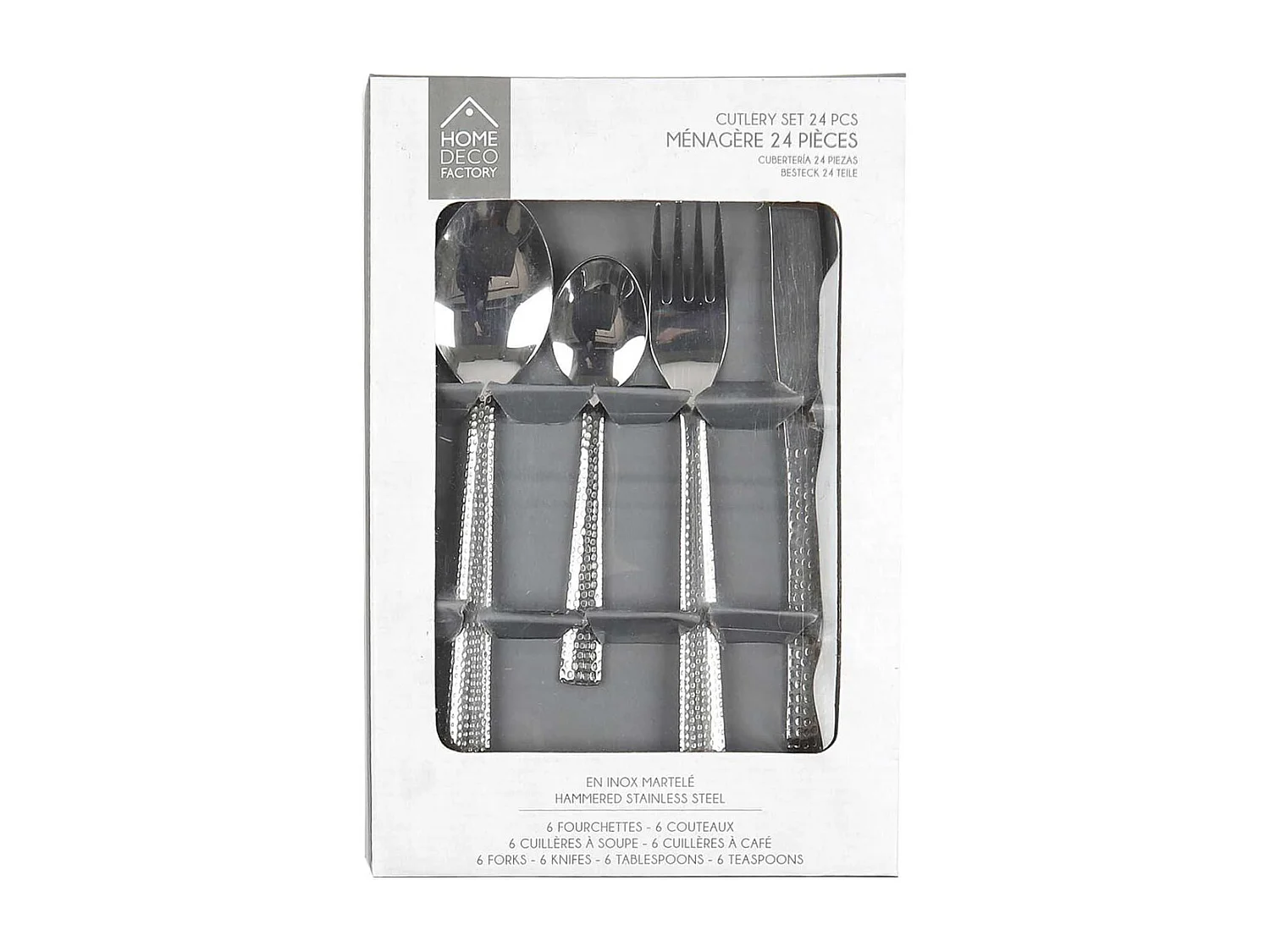 Ménagère 16 Pièces Inox Manche Effet Martelé - MILA