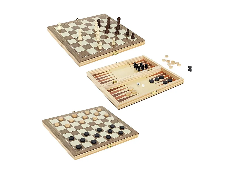 Mallette en Bois Jeux 3 en 1 - DAMIEN