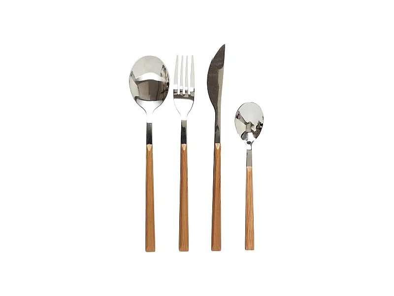 Ménagère 16 Pièces en Inox Manche Effet Bois - BONNIS