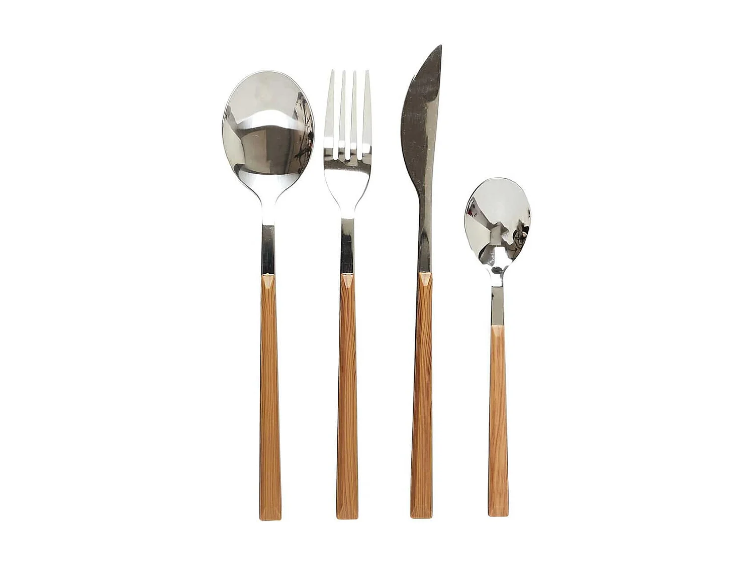 Ménagère 16 Pièces en Inox Manche Effet Bois - BONNIS