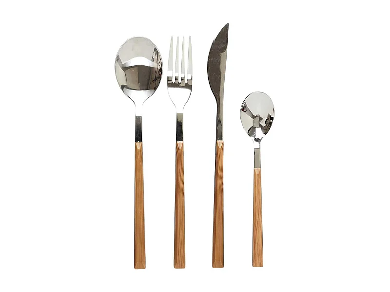 Ménagère 16 Pièces en Inox Manche Effet Bois - BONNIS