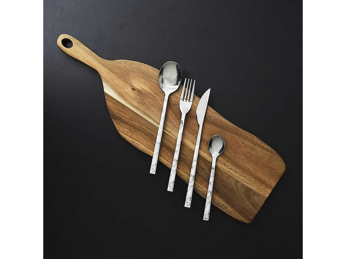 Ménagère 16 Pièces en Inox Manche Effet Marbre - MARBLE