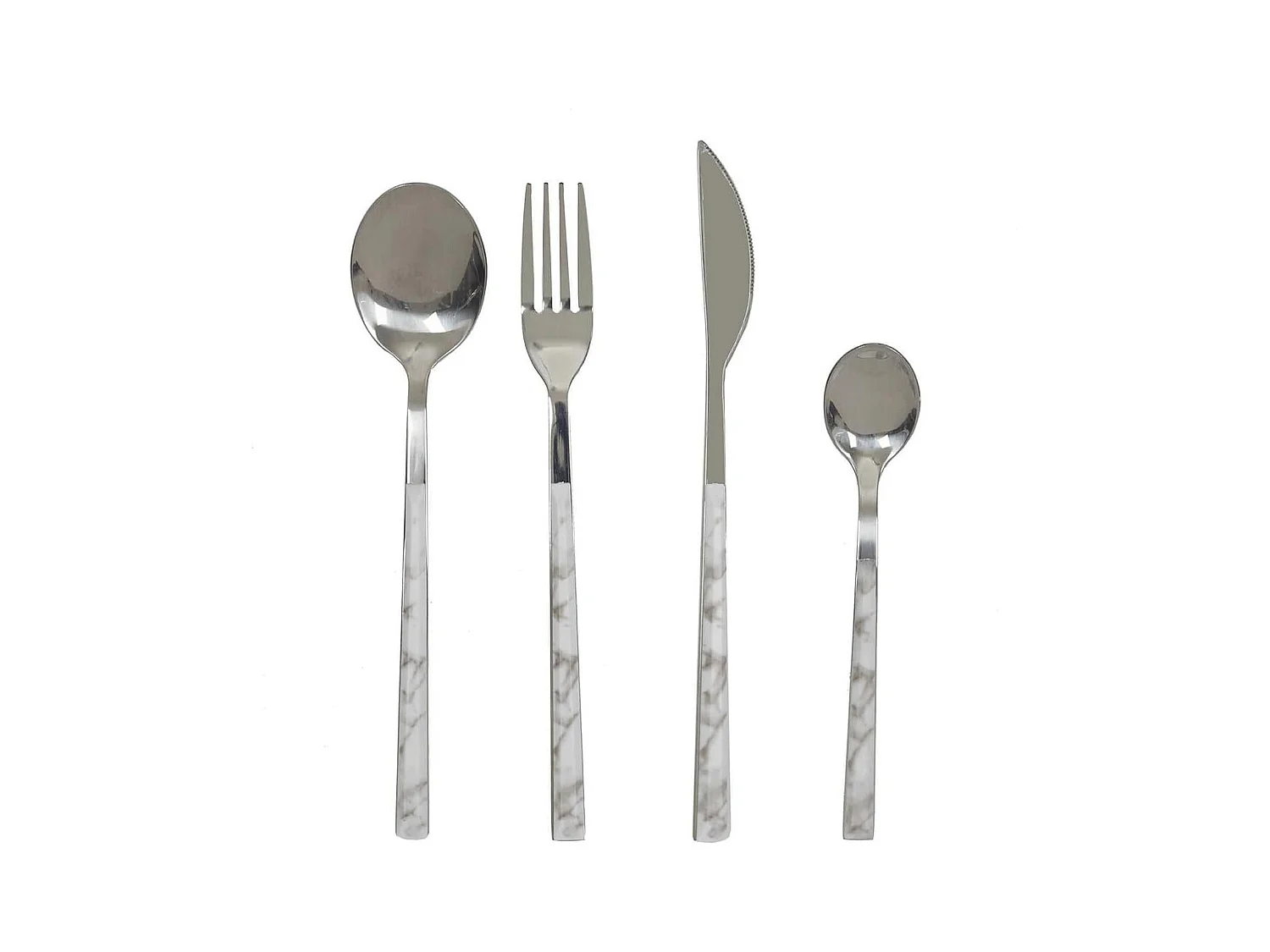 Ménagère 16 Pièces en Inox Manche Effet Marbre