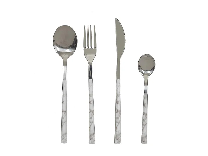 Ménagère 16 Pièces en Inox Manche Effet Marbre - MARBLE