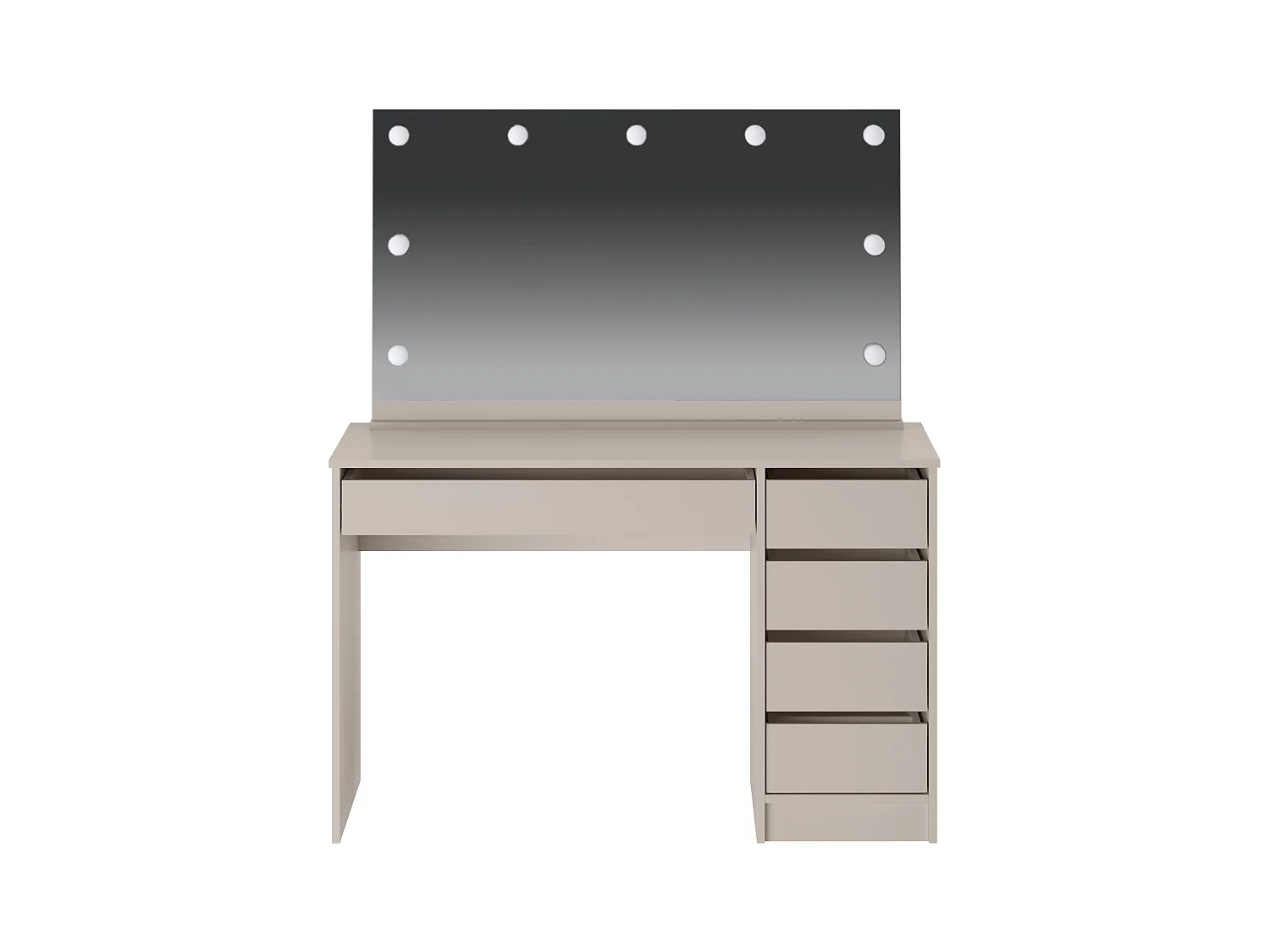 Coiffeuse avec miroir à LEDs - 5 tiroirs – Beige - JENEMI