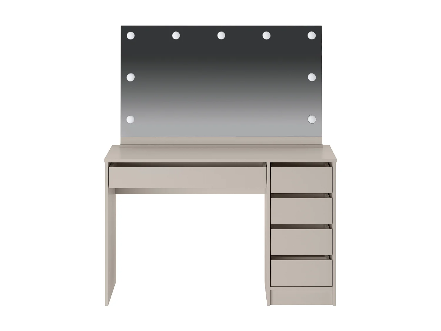 Kaptafel met LED-spiegel - 5 lades - Beige - JENEMI