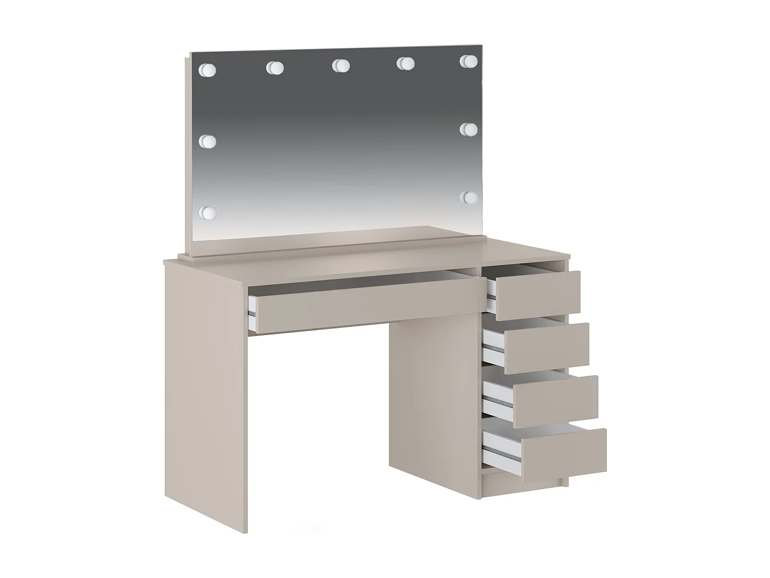 Kaptafel met LED-spiegel - 5 lades - Beige - JENEMI