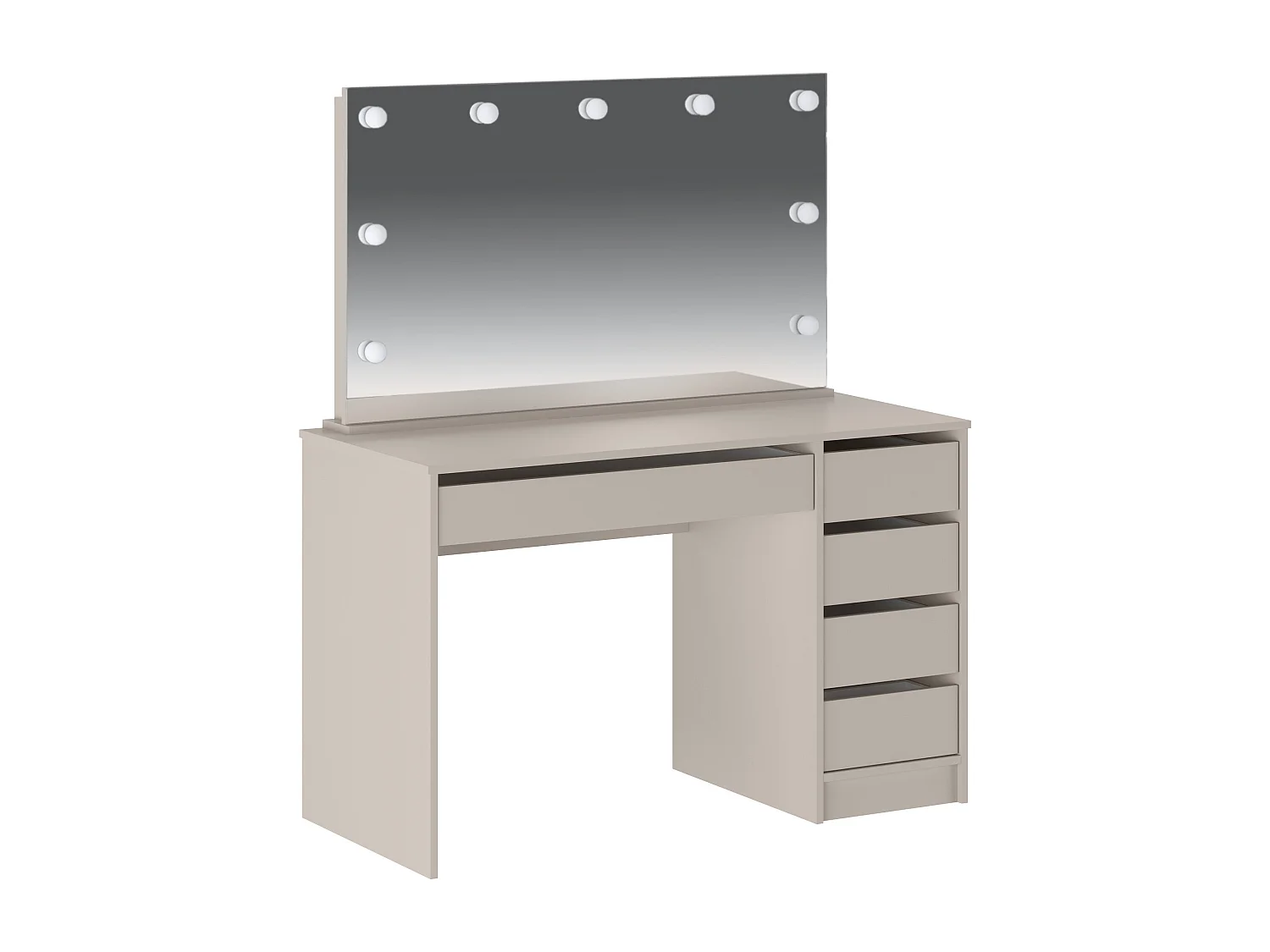 Kaptafel met LED-spiegel - 5 lades - Beige - JENEMI