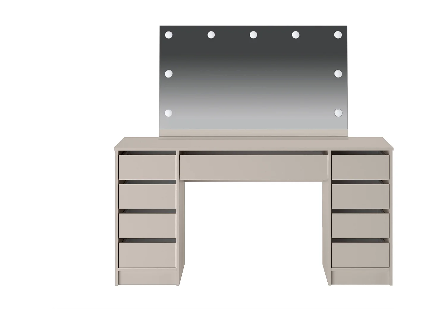 Dubbele kaptafel met LED-spiegel - 9 lades - Beige - JENEMI