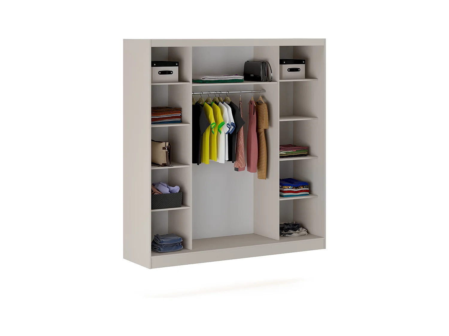 Armoire 2 portes coulissantes – Avec miroir – L200 cm – Beige - OCHIRA