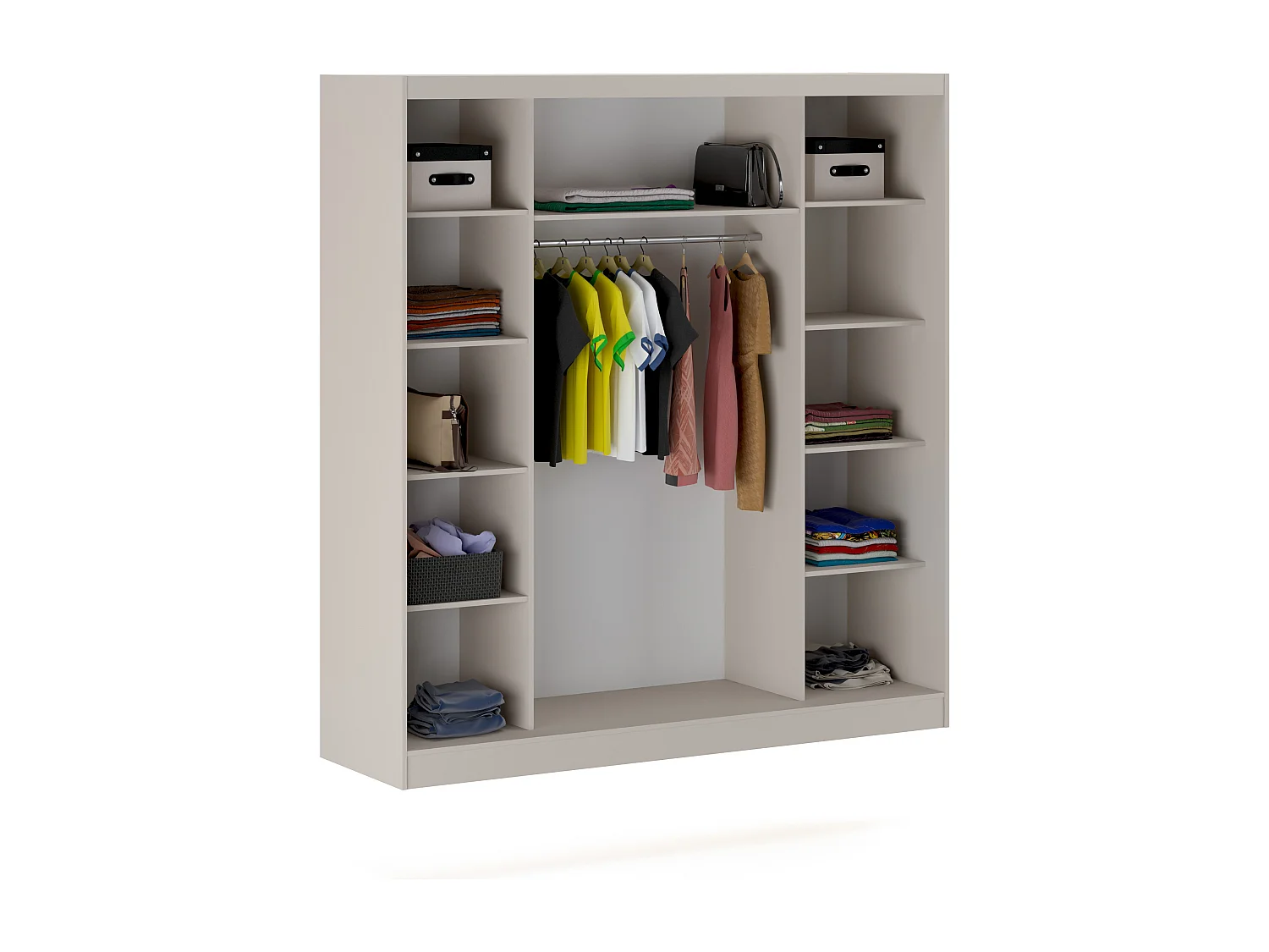 Armoire 2 portes coulissantes – Avec miroir – L200 cm – Beige - OCHIRA