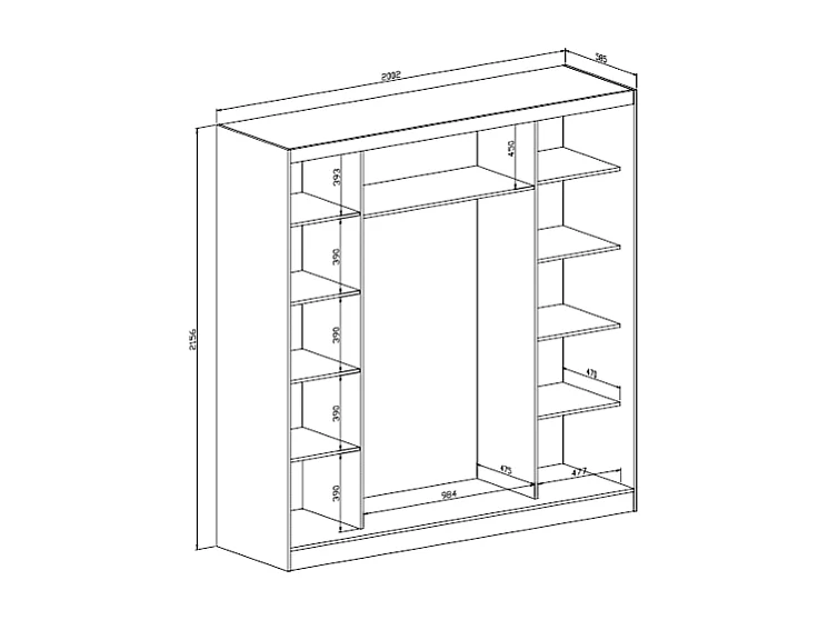 Garderob med 2 skjutdörrar – Med spegel – L200 cm – Beige - OCHIRA