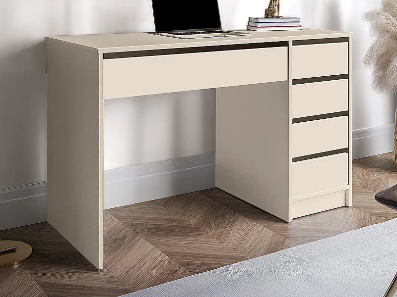 Bureau avec 5 tiroirs – Beige - JENEMI
