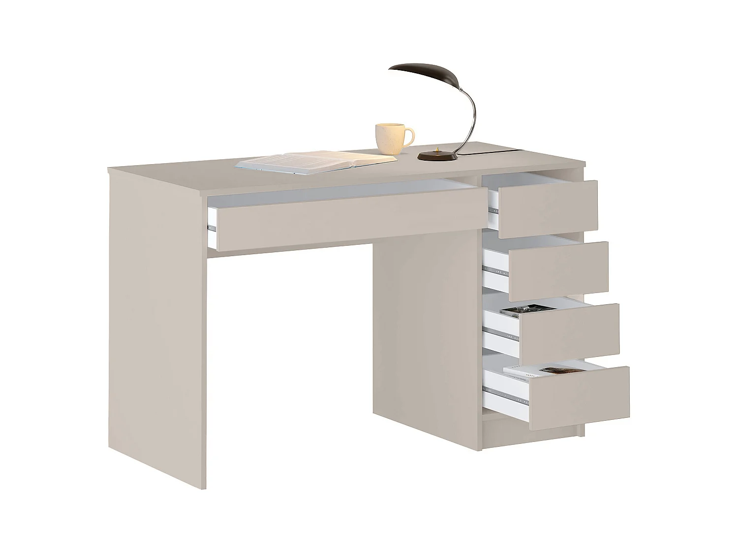 Bureau avec 5 tiroirs – Beige - JENEMI
