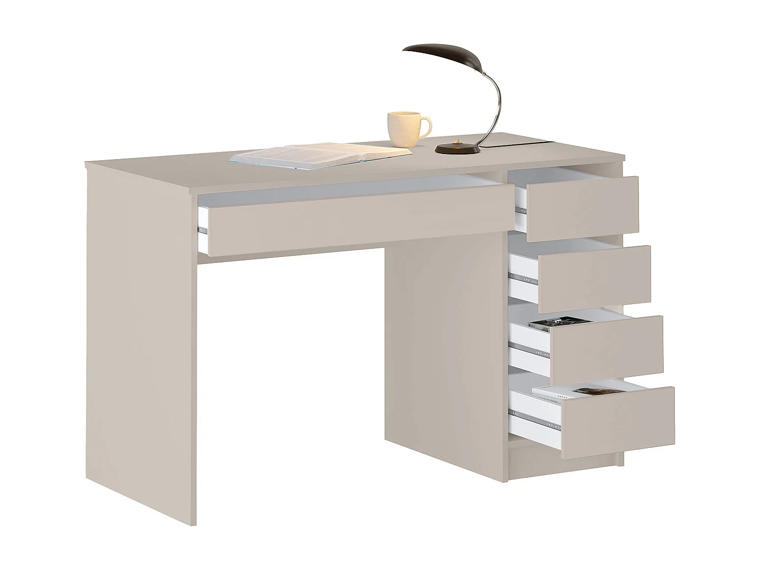 Bureau avec 5 tiroirs – Beige - JENEMI