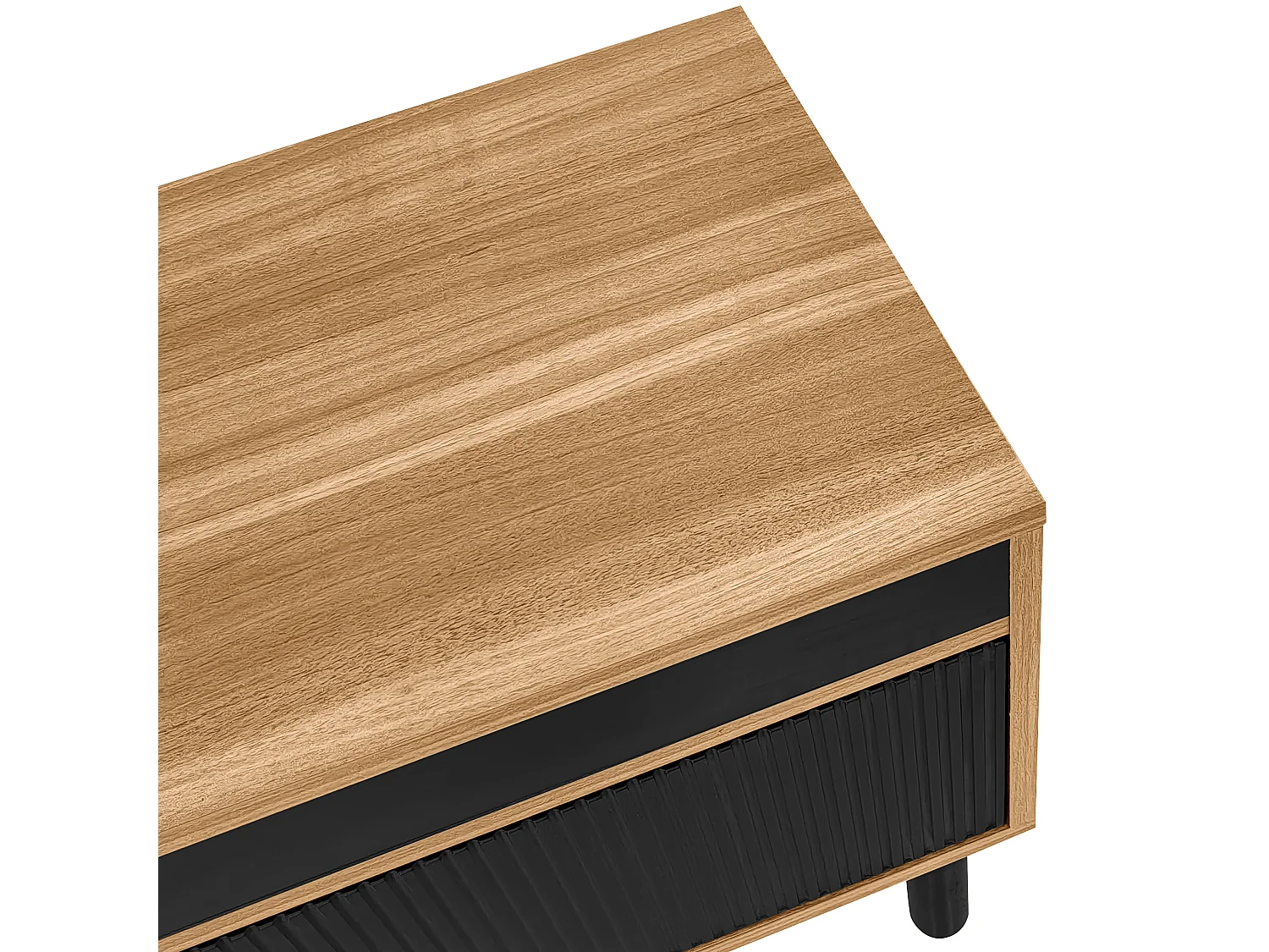 TV-Schrank 170×38×47,7 cm - 3 Türen - MDF + Spanplatte - natur + schwarz