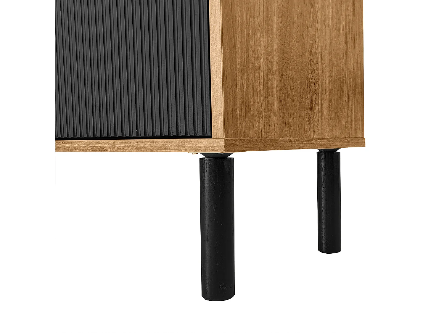 TV-Schrank 170×38×47,7 cm - 3 Türen - MDF + Spanplatte - natur + schwarz