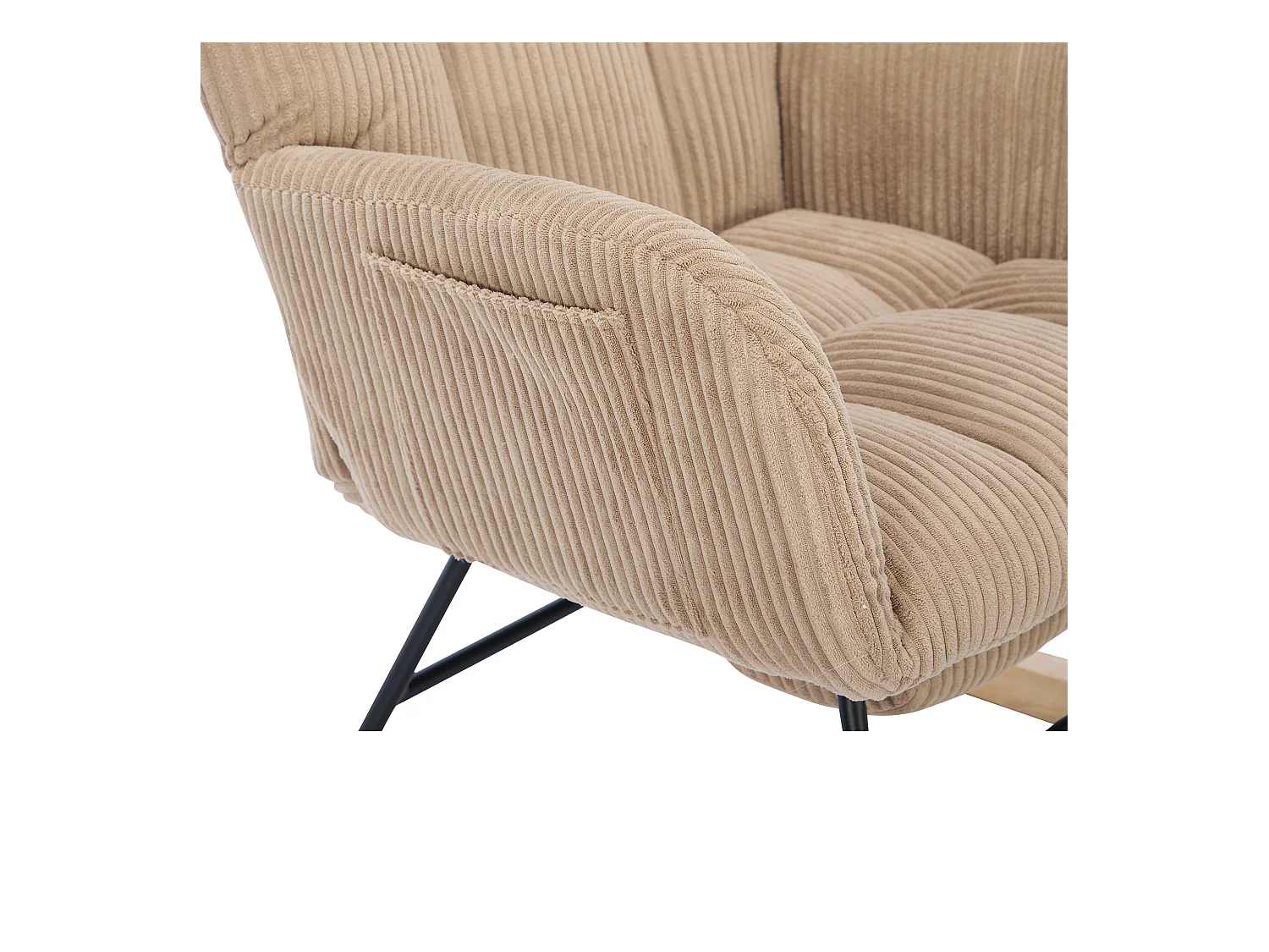 Fauteuil à bascule 102 x 65 x 92 cm - assise rembourrée - Dossier haut - avec coussin de nuque - Marron