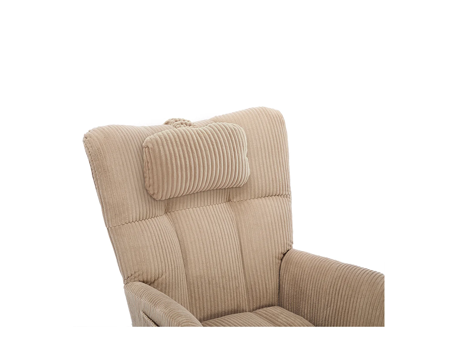 Fauteuil à bascule 102 x 65 x 92 cm - assise rembourrée - Dossier haut - avec coussin de nuque - Marron