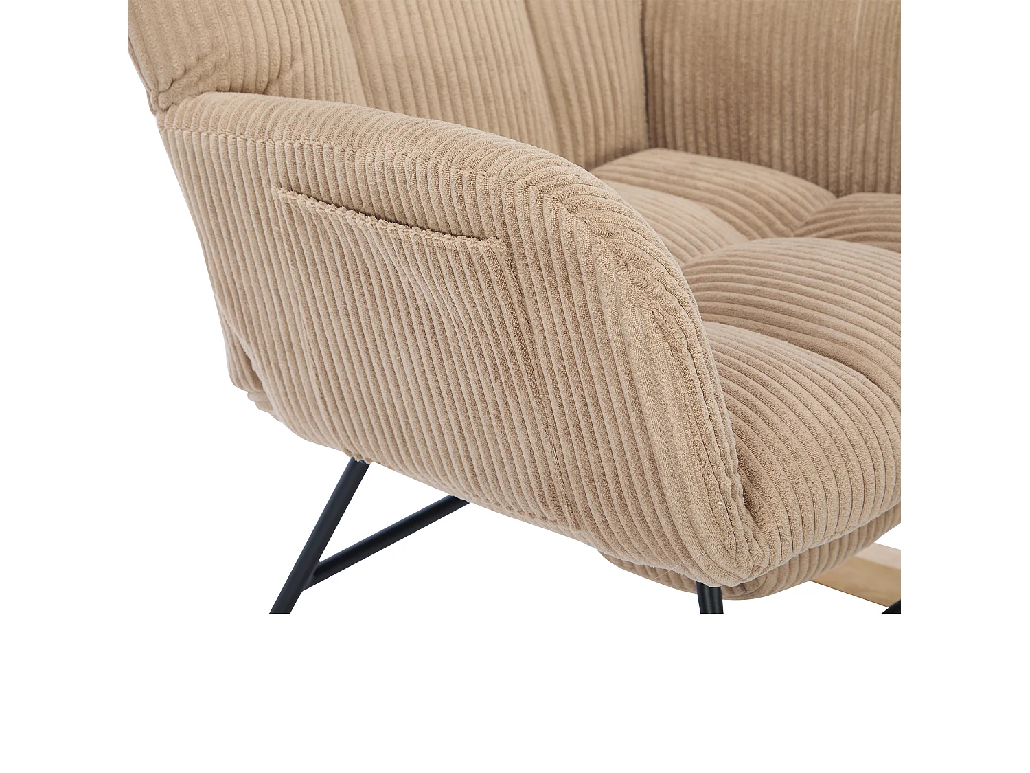 Fauteuil à bascule 102 x 65 x 92 cm - assise rembourrée - Dossier haut - avec coussin de nuque - Marron