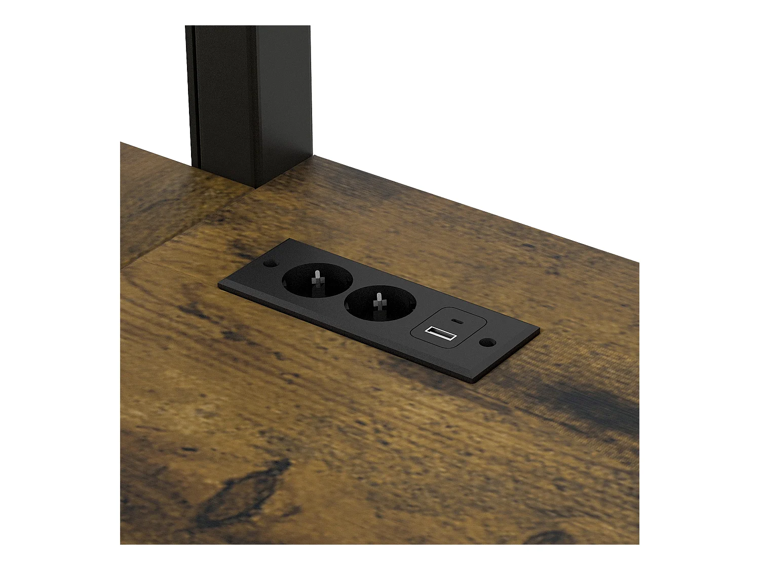 Lit mezzanine en métal 140x200cm - avec éclairage LED - avec escalier - avec bureau - chargement USB - noir