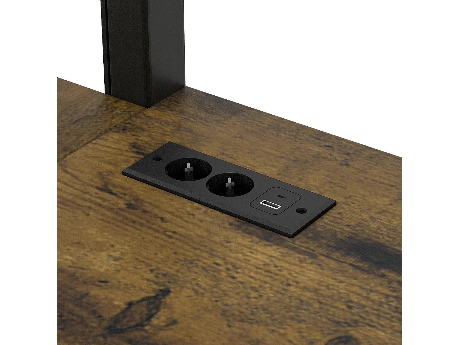 Lit mezzanine en métal 140x200cm - avec éclairage LED - avec escalier - avec bureau - chargement USB - noir