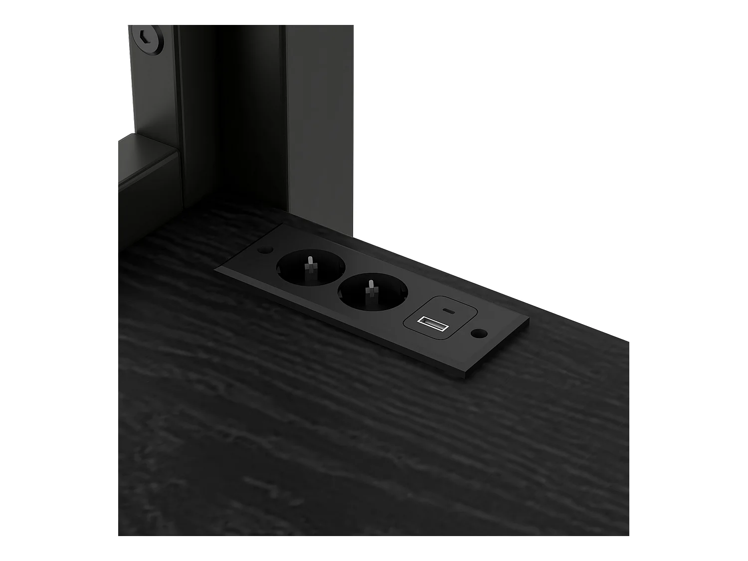 Lit mezzanine en métal 140x200cm - avec éclairage LED et escalier - avec bureau et penderie - chargement USB - noir