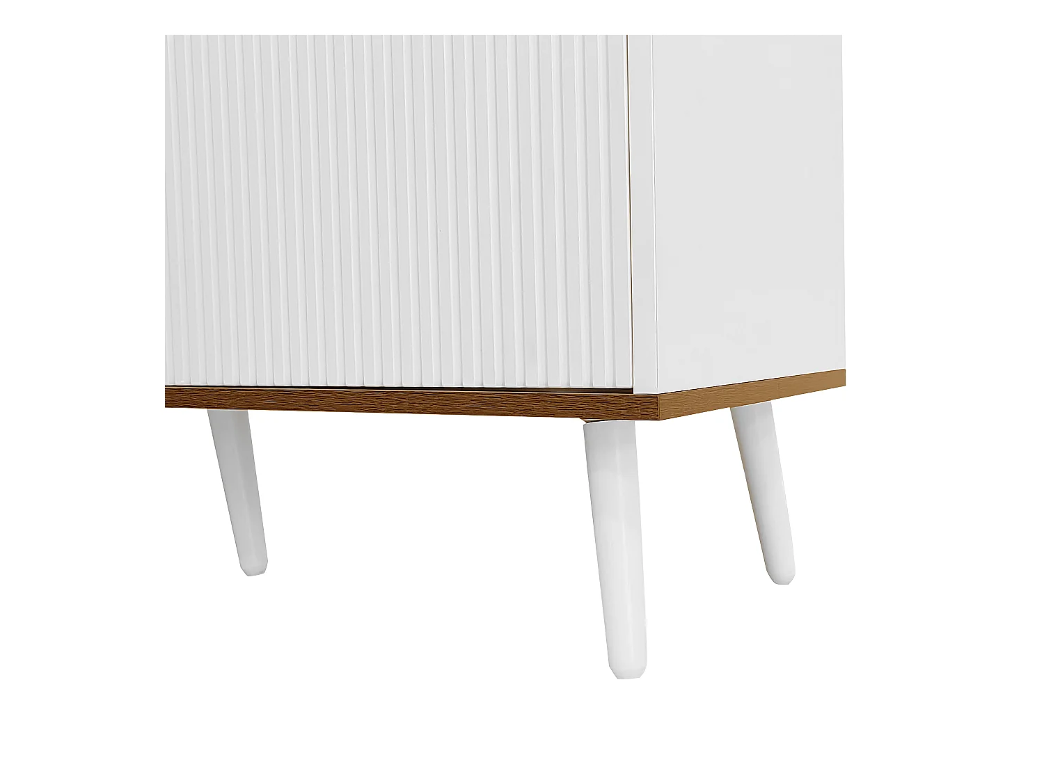 Meuble TV 160x39x49.5 cm - 3 portes - Aspect bois - MDF + Panneaux de particules - Blanc + Naturel
