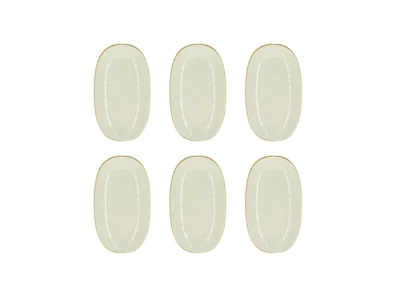Novastyl - Lot 6 Assiettes Ovales Nuance 23.5x13.5cm En Porcelaine Blanc
