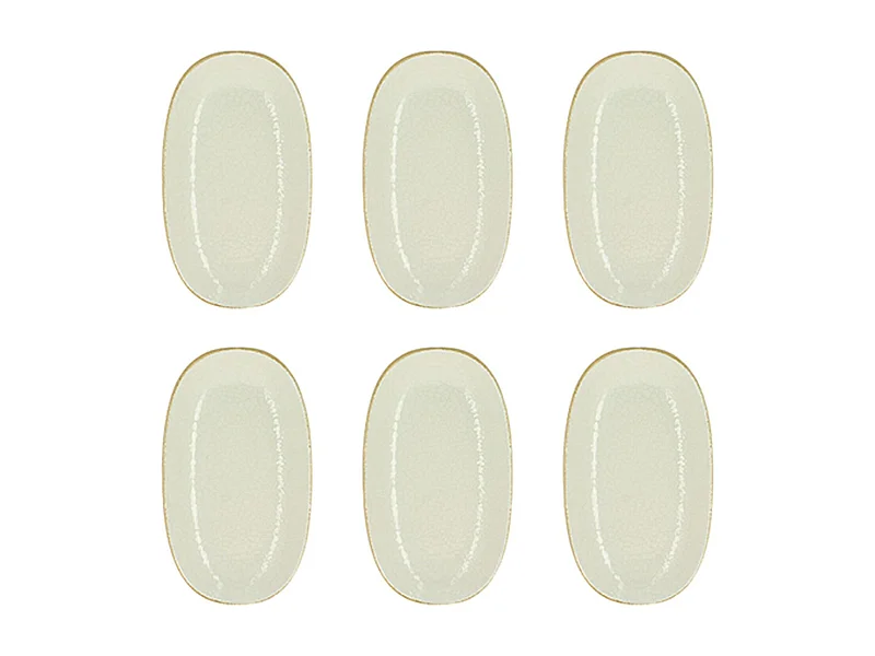 Novastyl - Lot 6 Assiettes Ovales Nuance 23.5x13.5cm En Porcelaine Blanc