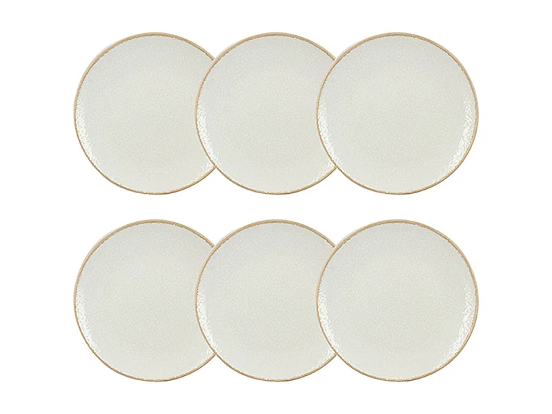Novastyl - Lot6 Assiettes A Dessert Nuance 20cm En Porcelaine Blanc