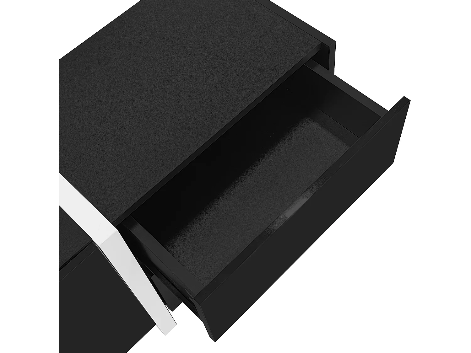 Meuble TV brillante 170x30x39 cm - avec lumière LED - 3 portes et 1 tiroir - Panneaux de particules - Noir