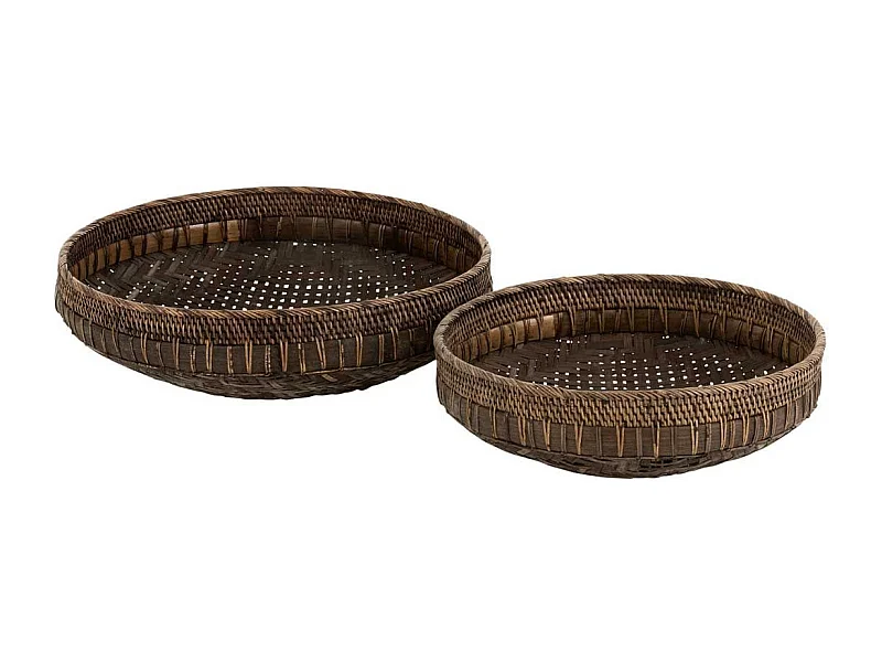 Lot de 2 Coupelles Déco "Rotin" 50cm Noir