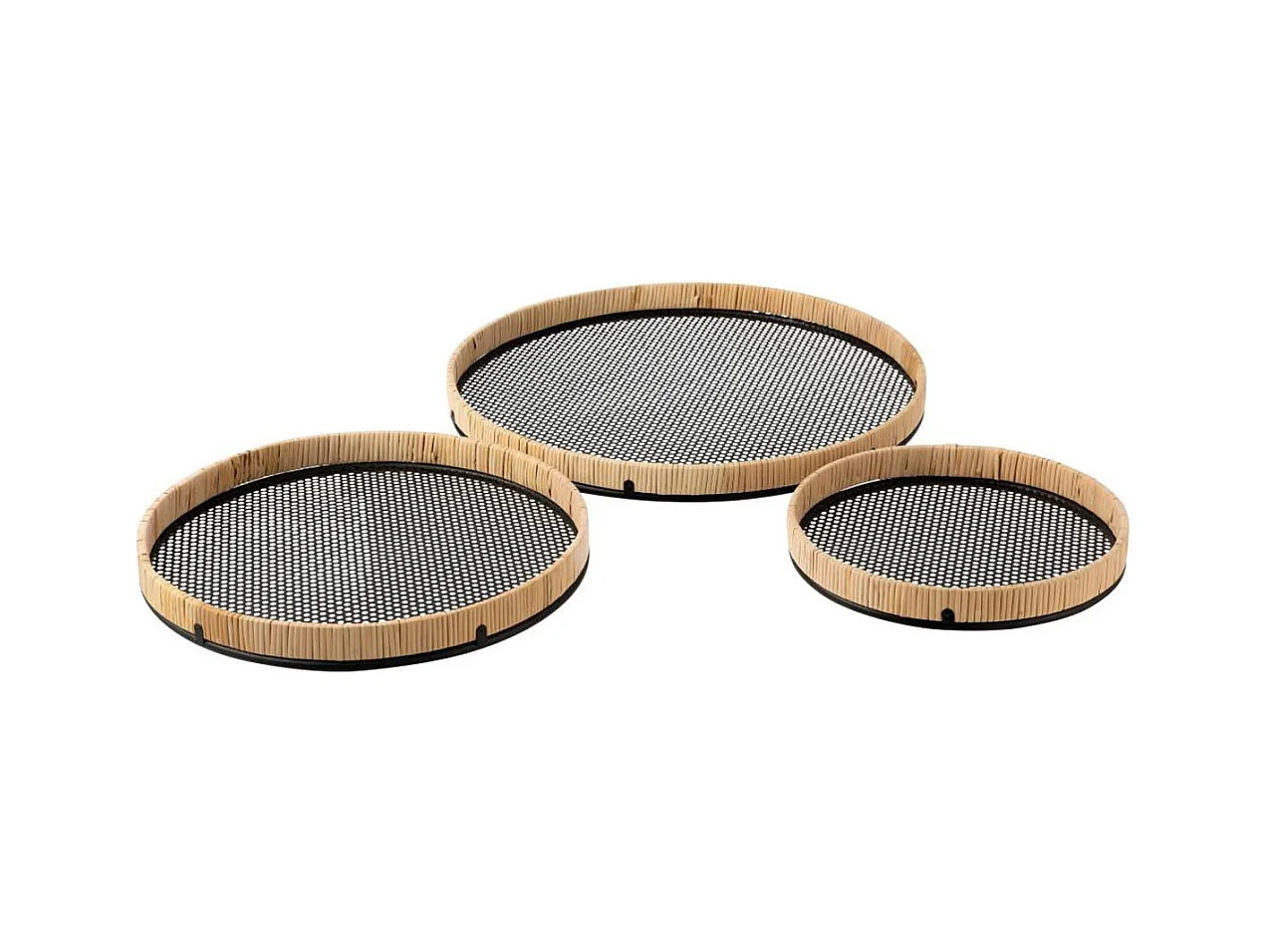 Lot de 3 Plateaux Déco "Rotin" 60cm Noir
