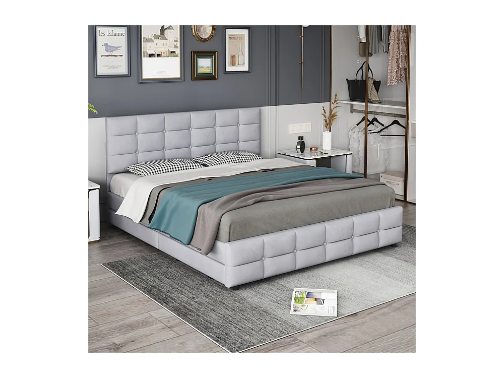 Lit adulte lit 180x200 cm lit rembourré lit 4 tiroirs lit sommier à lattes lit double velours gris