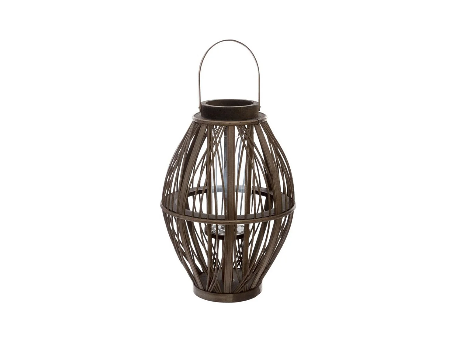 Lanterne Déco en Rotin "Tressée" 39cm Marron