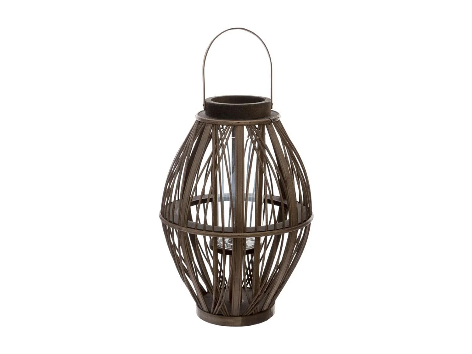 Lanterne Déco en Rotin "Tressée" 39cm Marron