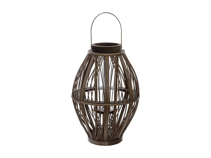 Lanterne Déco en Rotin "Tressée" 39cm Marron