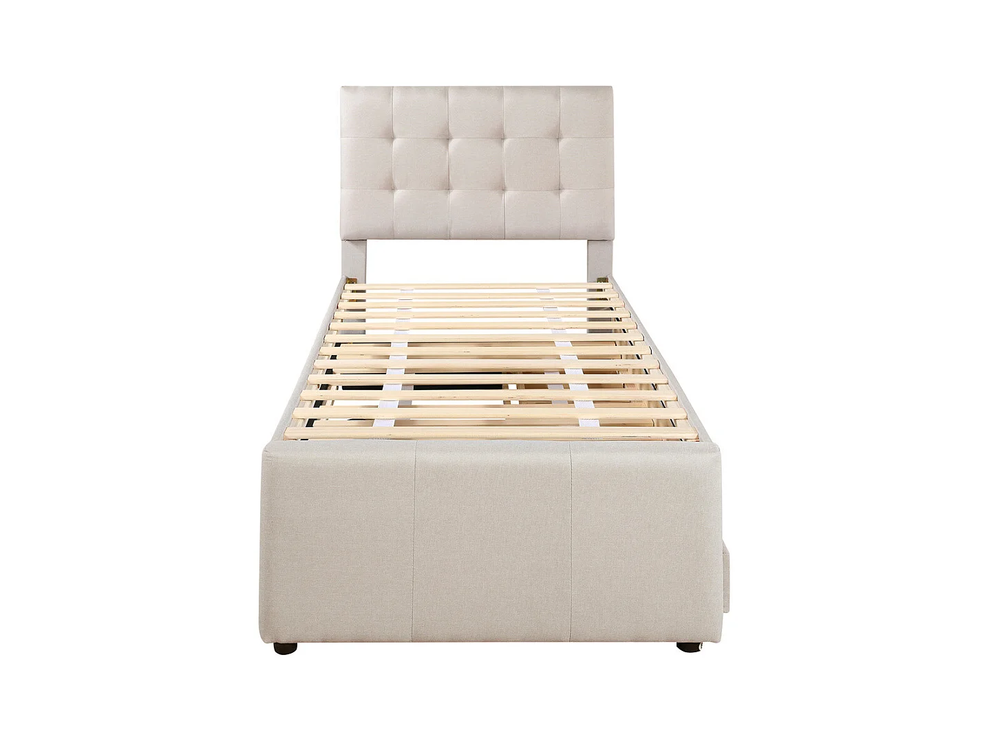Lit adulte lit 90x200 cm lit rembourré avec trois tiroirs Single lin beige
