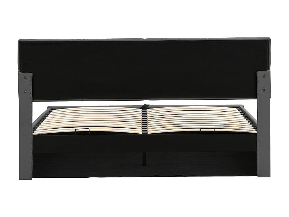 Volwassen bed 180x200 cm hydraulisch gestoffeerd bed met LED-verlichting tweepersoonsbed donkergrijs kunstleer