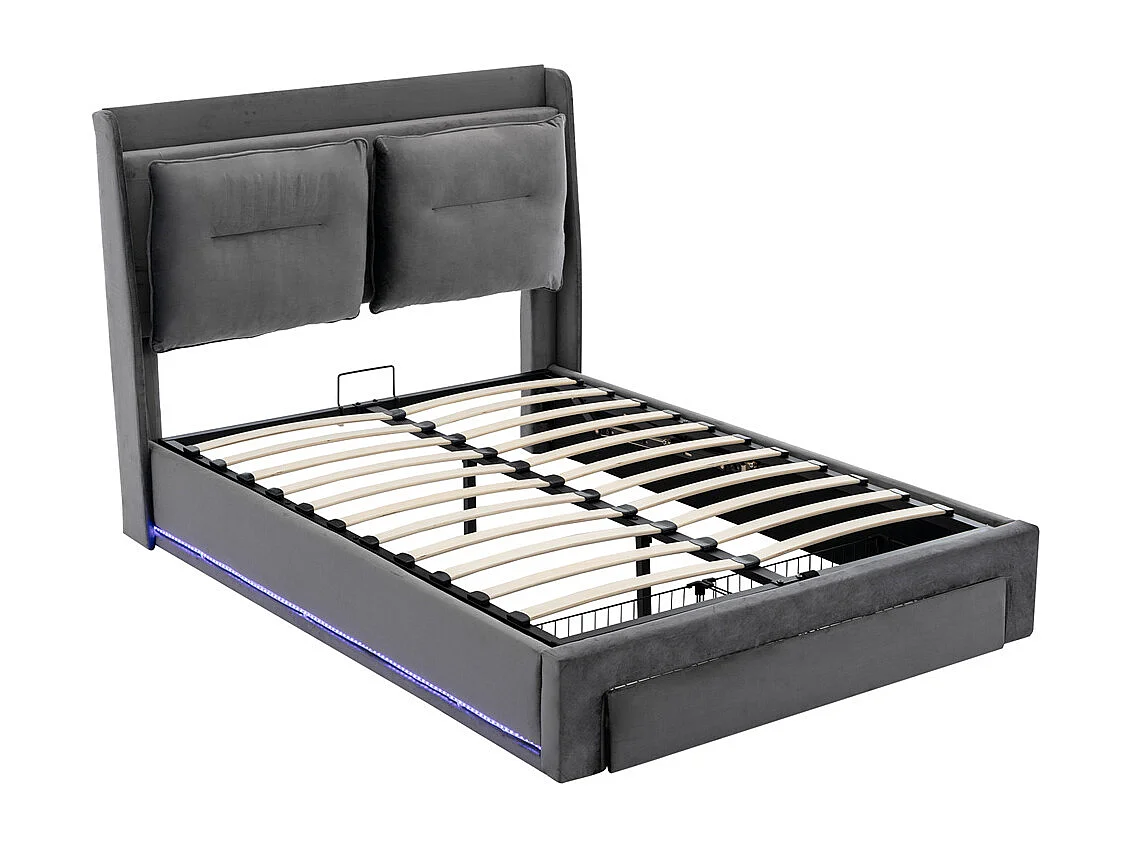 Volwassen bed houten lattenbodem bed 160x200 cm gestoffeerd bed Eenpersoonsbed beige fluweel