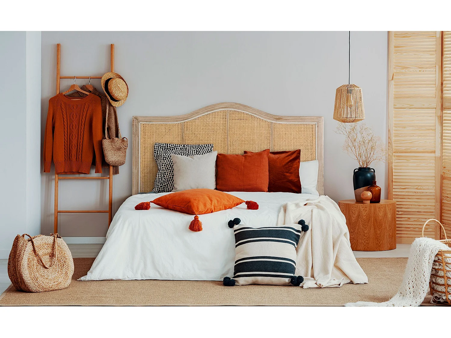 Rattan Kopfteil Amazonia 160cm Naturholz - Trendiger und Gemütlicher Stil