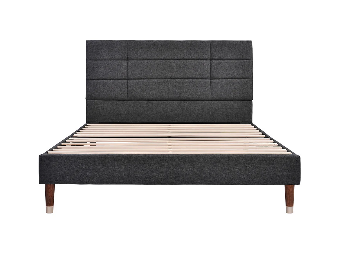 Volwassen bed 140x200 cm bed gestoffeerd bed lattenbodem tweepersoonsbed donkergrijs linnen