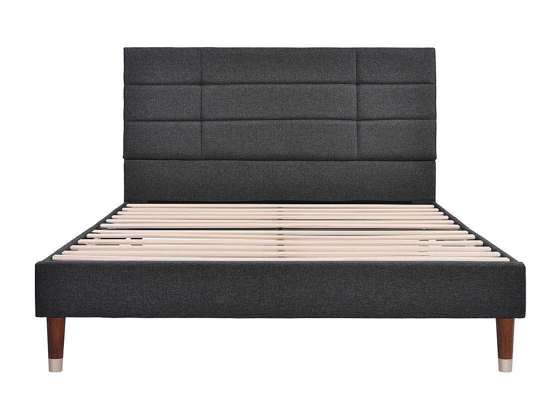 Volwassen bed 140x200 cm bed gestoffeerd bed lattenbodem tweepersoonsbed donkergrijs linnen