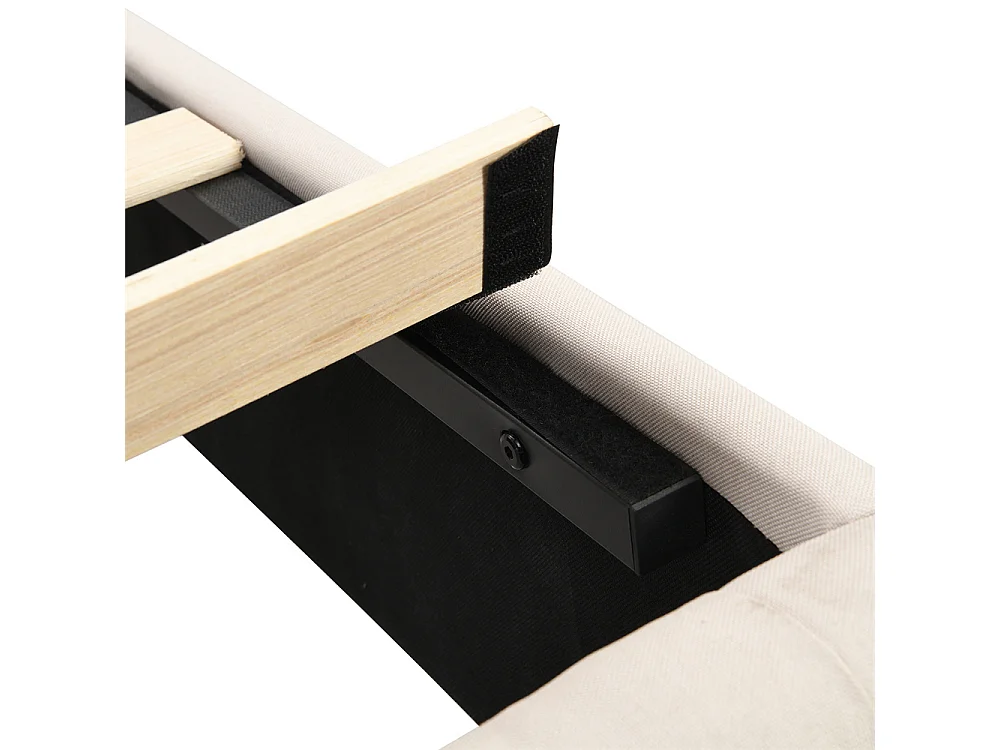 Volwassen bed 140x200 cm gestoffeerd bed met LED-lampen tweepersoonsbed grijs linnen