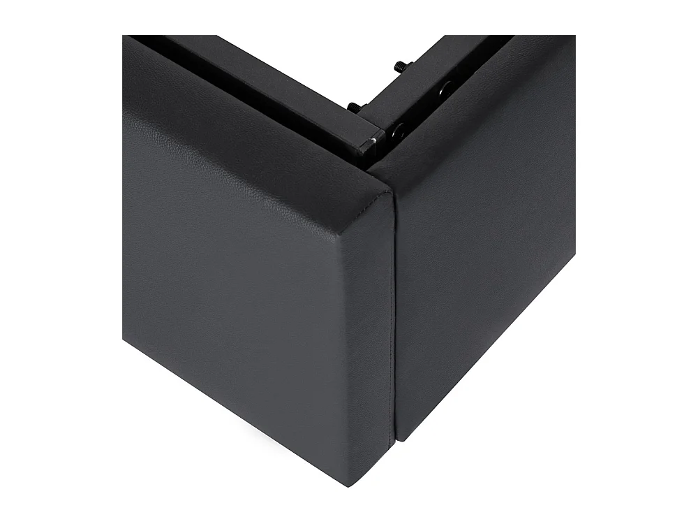 Lit adulte lit coffre lit 140x200 cm lit de rangement lit rembourré hydraulique lit led lit double pu noir