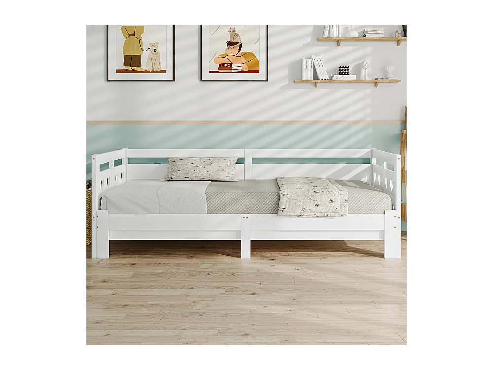 Volwassen bed 90x200 cm dagbed omvormbaar bed Eenpersoons massief grenen wit