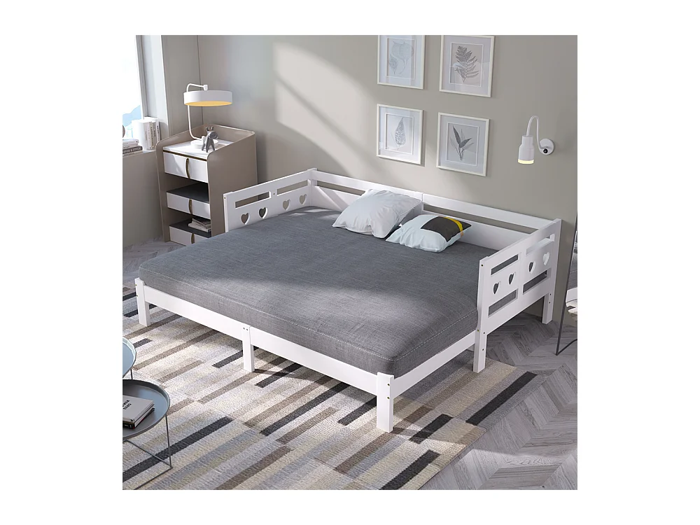 Volwassen bed 90x200 cm dagbed omvormbaar bed Eenpersoons massief grenen wit