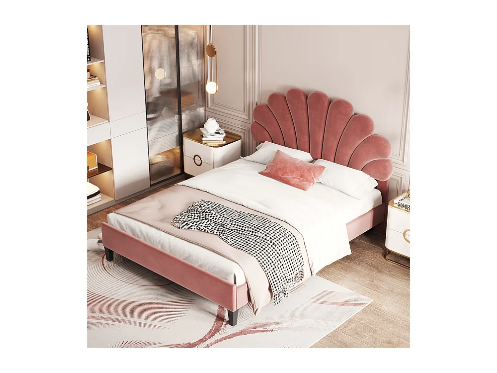 Volwassen bed 140x200 cm bed gestoffeerd bed lattenbodem bed tweepersoonsbed fluweel rode bonenpasta